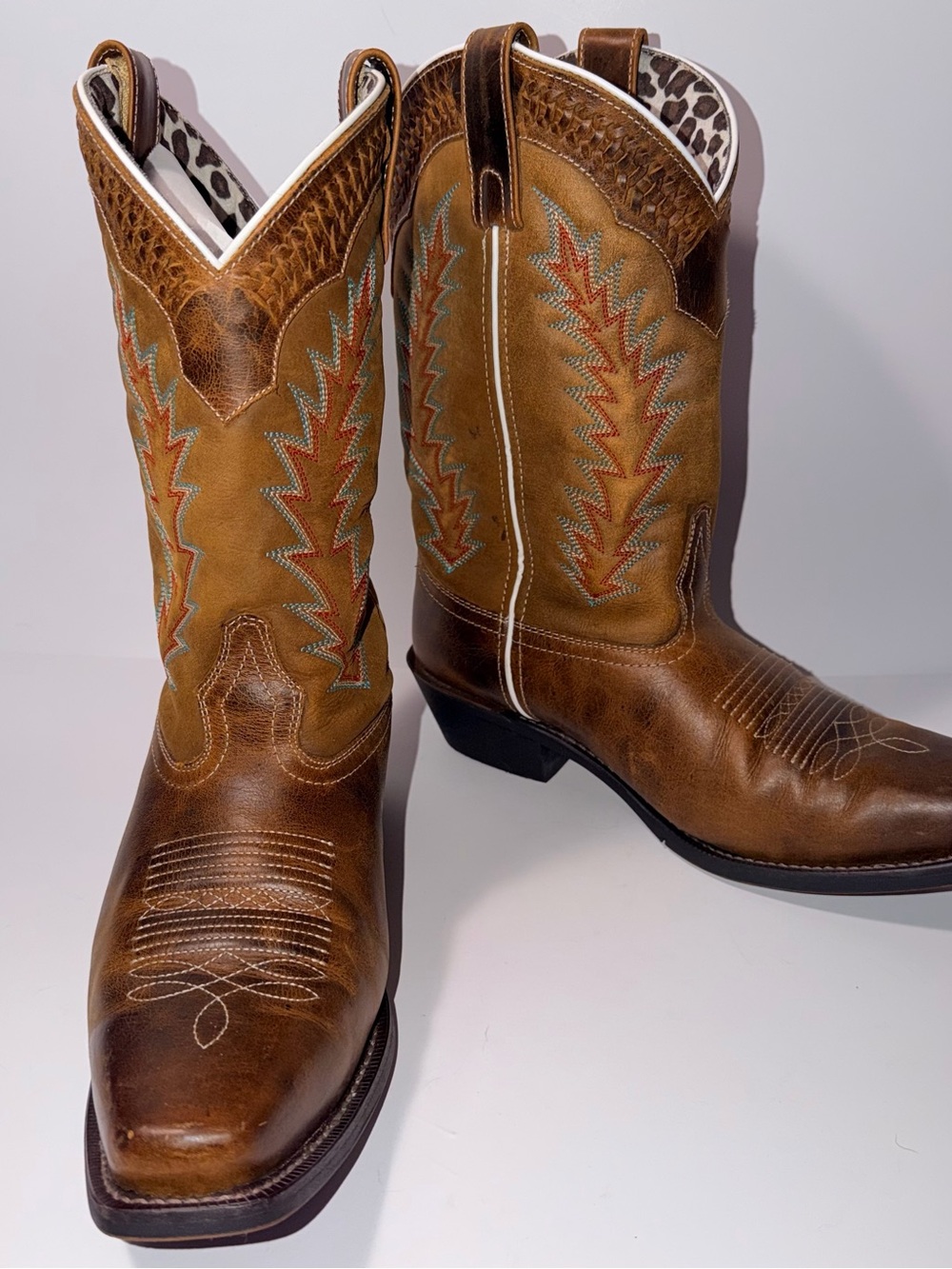 Laredo Brown & Tan Western Embroidered Cowboy Boots